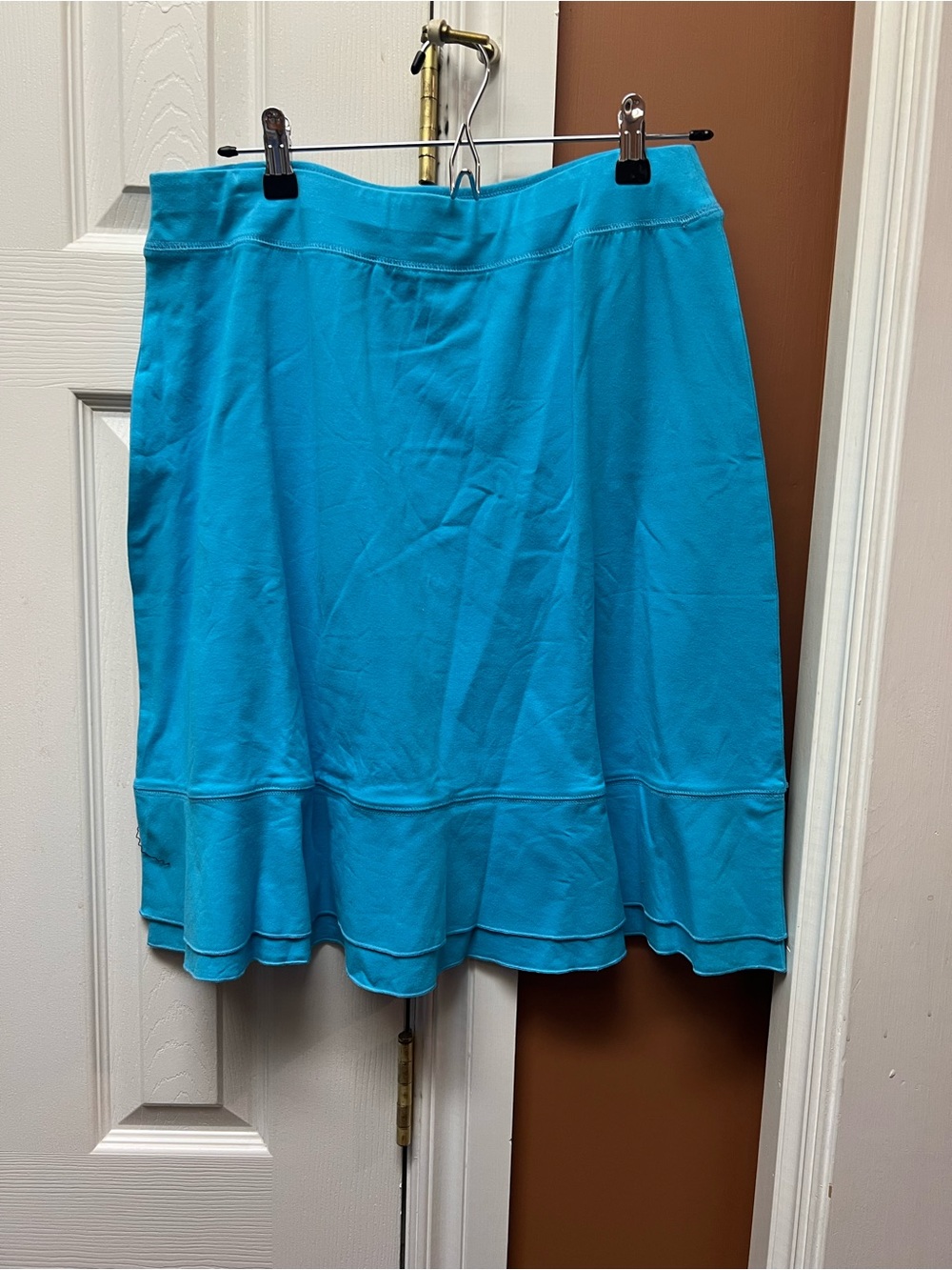Bright Teal Circle Skirt with Ruffle Hem